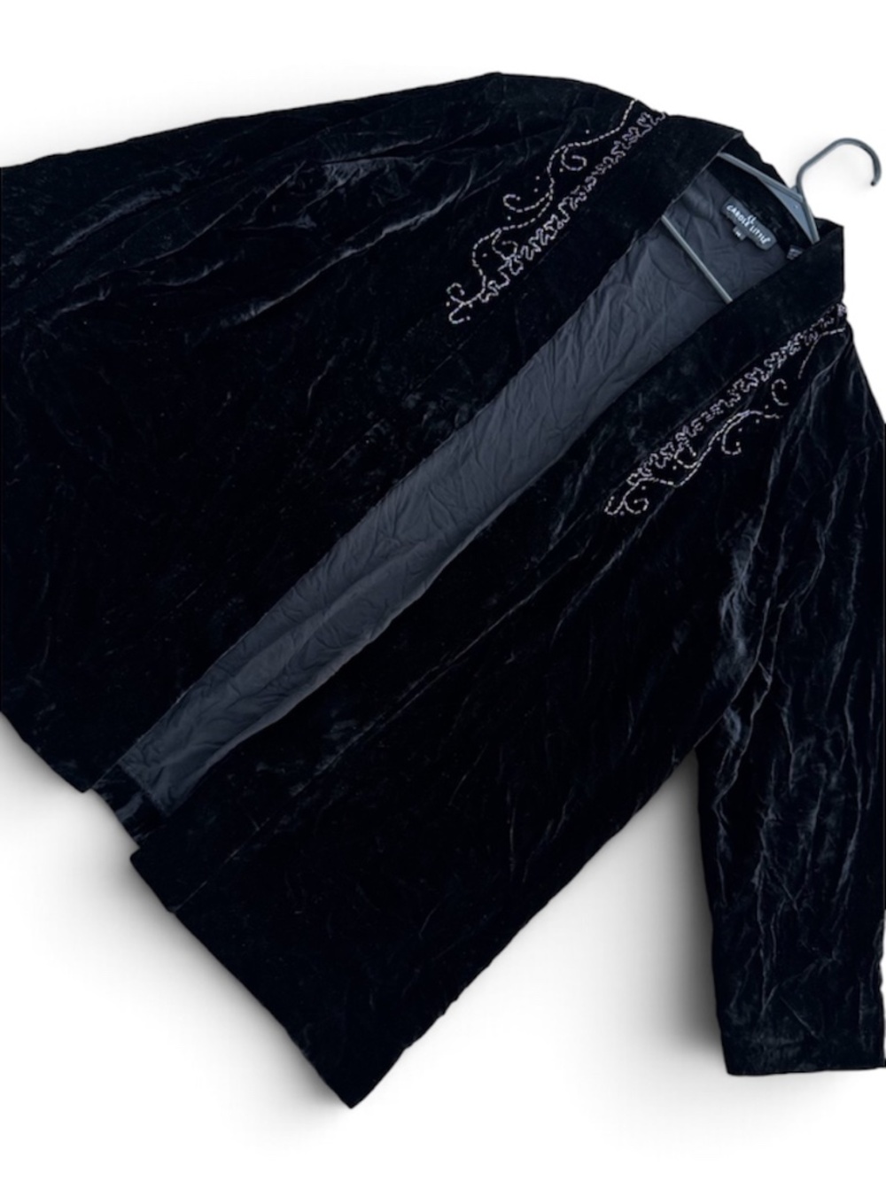 Carole Little Black Velvet Beaded Jacket (WITH DEFECT)size 14